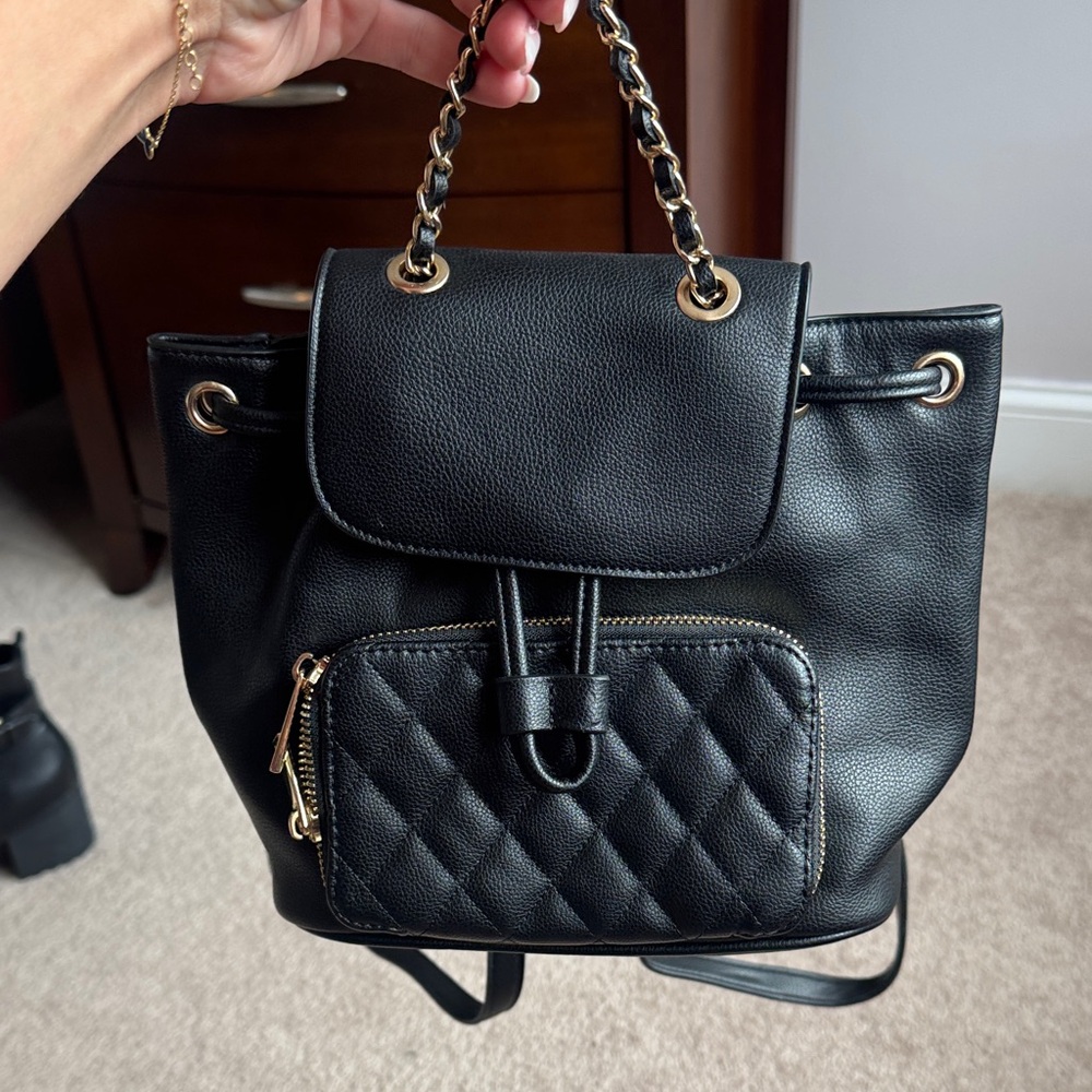 Black Quilted Front Pocket Women’s Handbag